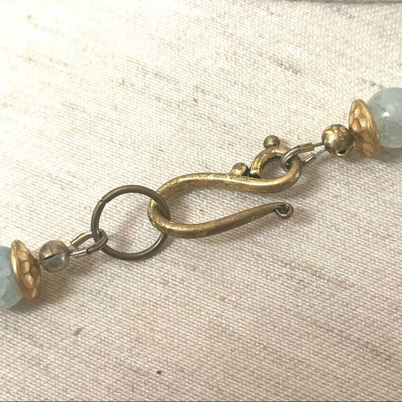 Agate and porcelain gold plated necklace and earrings set - Picture 9 of 14